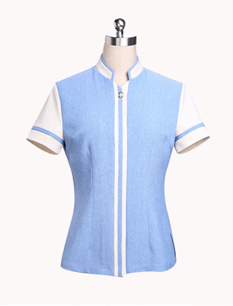 重庆短袖女式保洁工服订做,定做时尚女款保洁制服