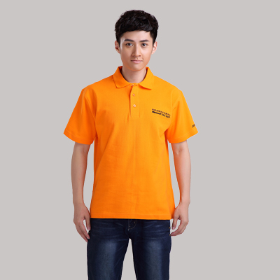 重庆微软定制橘黄色短袖针织POLO衫